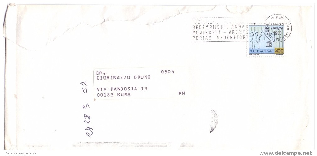 VATICANO - 12X23 - LS - ANNO 1983 - STORIA POSTALE - Franking Machines (EMA)