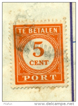 Nederlands Indië - 1947 - 5 Cent Strafport Op Postblad - Alleen Voorzijde / Front Only - Netherlands Indies