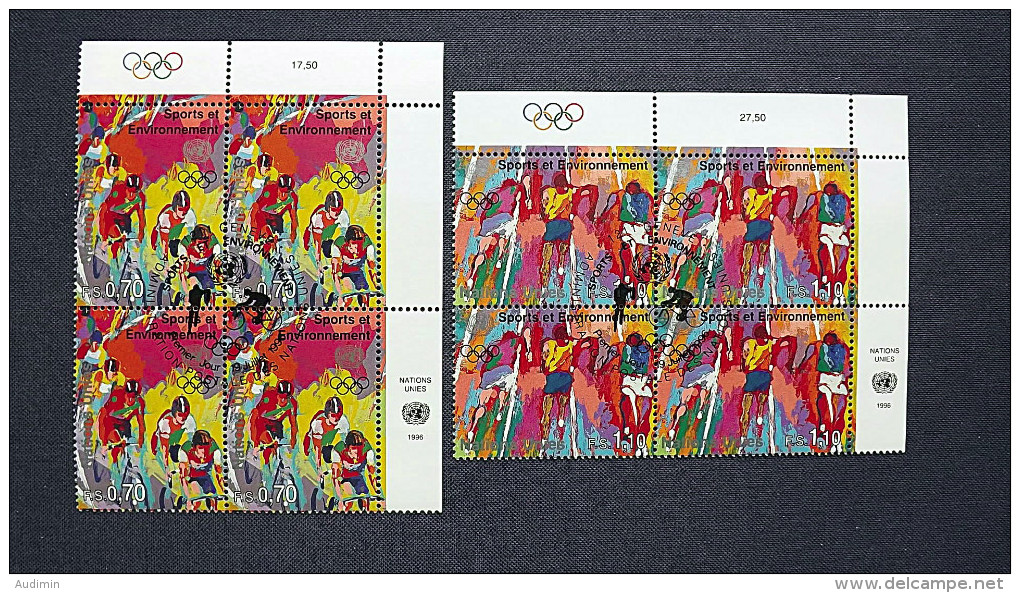 UNO-Genf 297/8 Eckrandviererblock ´B', Oo/ESST, 100 Jahre Olympische Spiele Der Neuzeit - Used Stamps