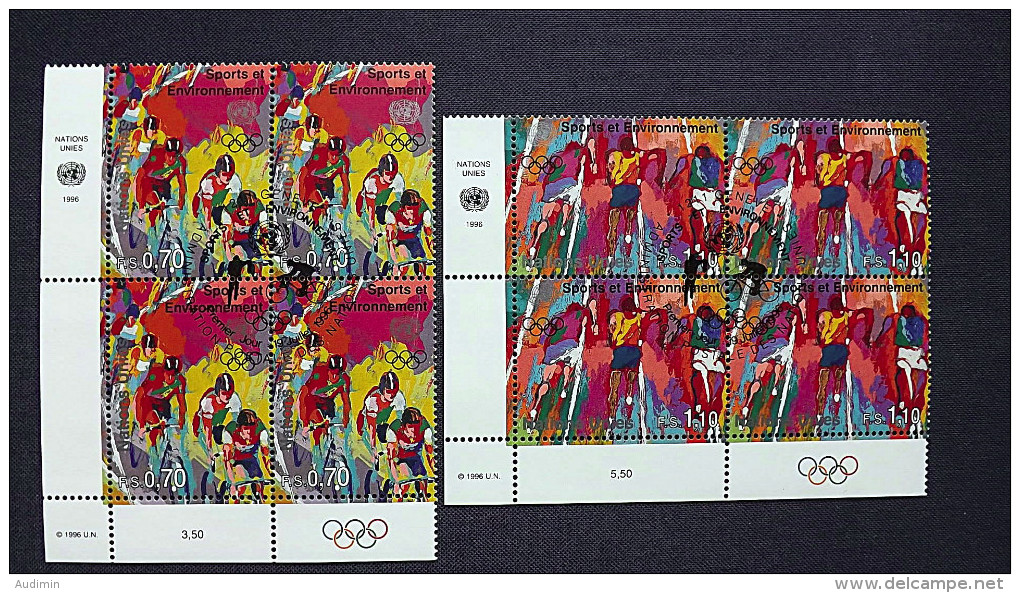 UNO-Genf 297/8 Eckrandviererblock ´C´, Oo/ESST, 100 Jahre Olympische Spiele Der Neuzeit - Used Stamps