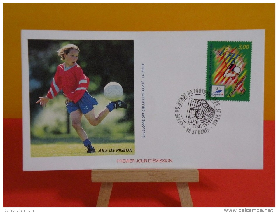 FDC- Coupe Du Monde De Football, France 98 - 92 St Denis - 24.1.1998 - 1er Jour, Aile De Pigeon - 1990-1999