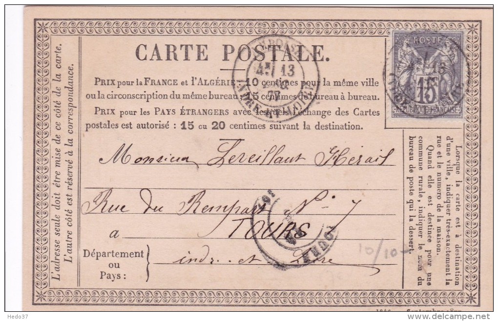 Carte Précurseur Type 1878 - Cartes Précurseurs