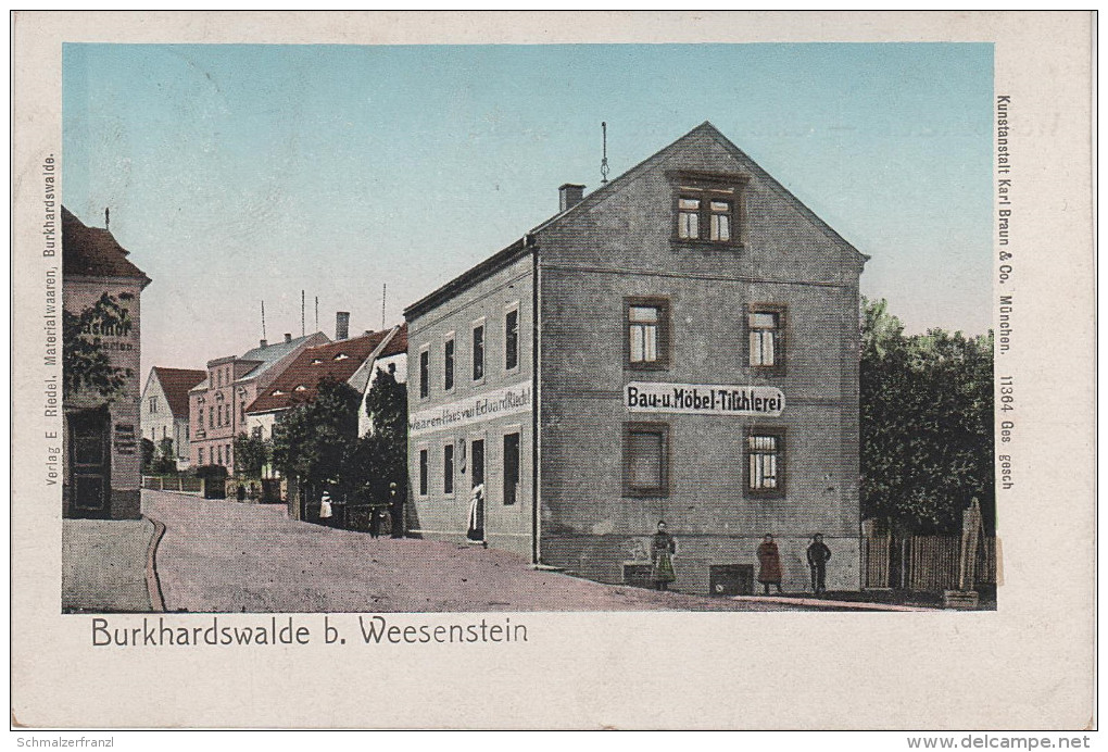 Litho AK Burkhardswalde Warenhaus Riedel Bei Weesenstein Maxen Schlottwitz Mühlbach Liebstadt Dohna Glashütte Heidenau - Maxen