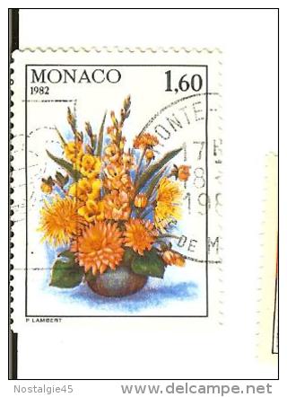 Monaco - Oblitéré Bouquet Glaieuls Et Dalhias 1.60 Année 1982 - Gebruikt