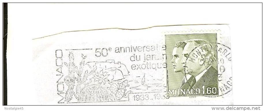 Monaco - Oblitéré N° 1281 Année 1981 Rainier Et Albert Fond Vert 1.60 - Flamme 50 ème Anniversaire Du Jardin Exotique - Gebraucht