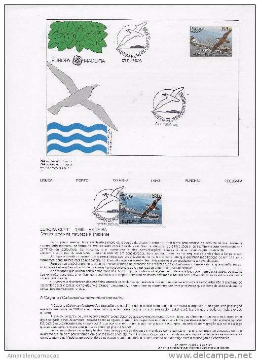 2 SCANS - TIMBRES - EUROPE -1986- PORTUGAL (MADEIRA) - OISEAUX- Timbre Avec Obliteration 1er. Jour - FUNCHAL - Funchal