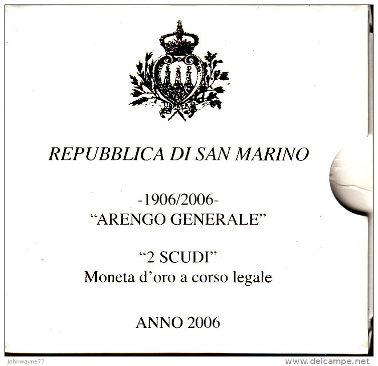 SAN MARINO 2006 - ARENGO GENERALE  - 2 SCUDI ORO PROOF SPESE SPEDIZIONE RACCOMANDATA A MIO CARICO - San Marino