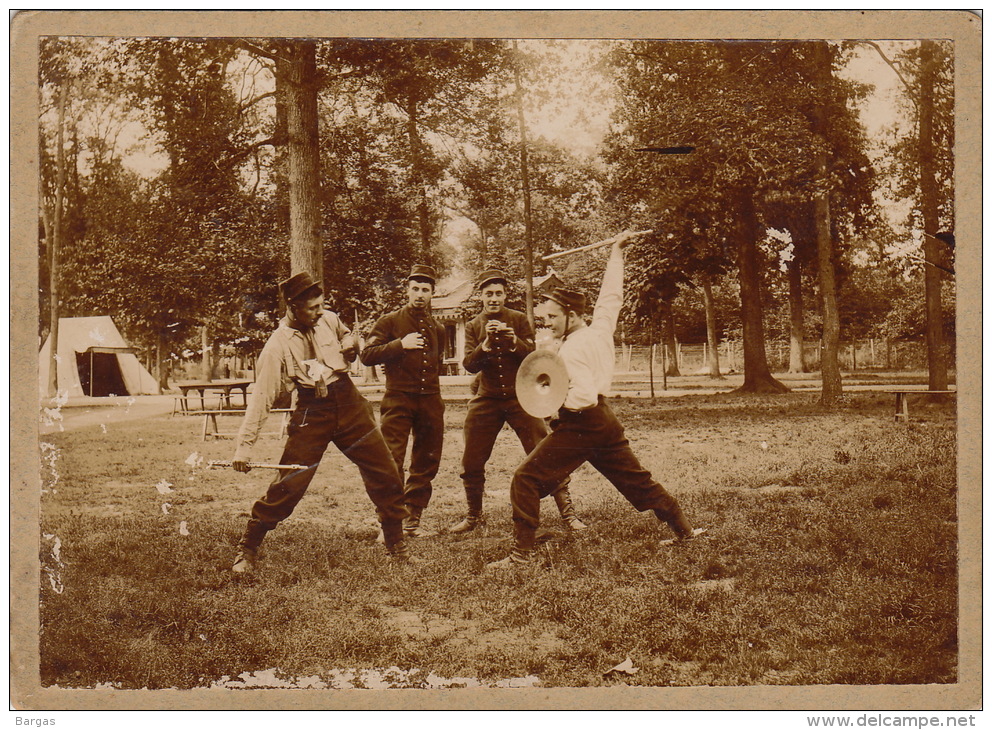 Photo Sur Carton Militaire Camp Combat Humour - Guerre, Militaire