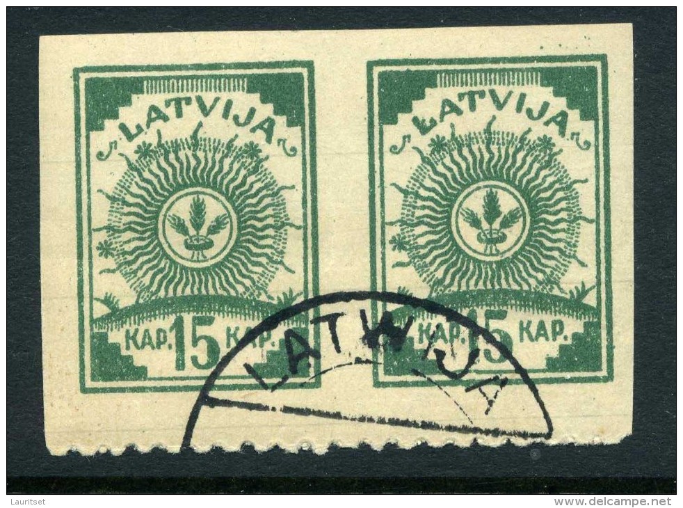 LETTLAND Latvia 1919 Michel 5 B In Pair Unten Gezähnt 9 3/4 O - Latvia