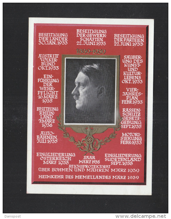 Dt. Reich PK Hitler Sonderstempel Deutsche Wehrfreiheit 1939 - Personaggi Storici