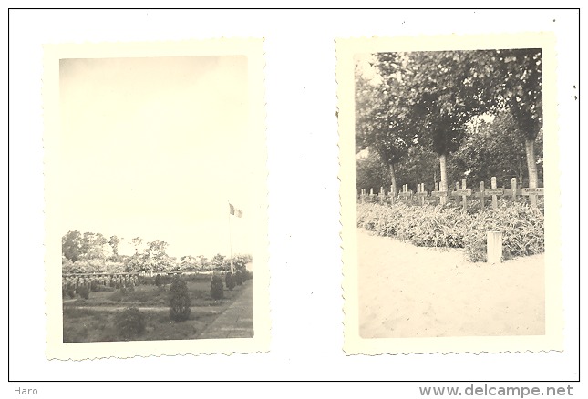 Lot 2  Photos (+/-  6 X 9 Cm) -WWII - Guerre 40/45- Cimetière De  Soldats US - Neuville ?? A SITUER(b157) - Guerre, Militaire