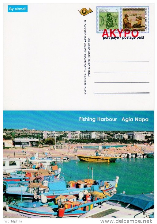 CYPRUS  Zypern  2001 "Specimen", Postage Paid, Postal Card "Fishing Harbour-Agia Napa" V - Covers & Documents