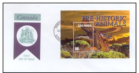 Grenada 2003 Souvenir Sheet Dinosaurs Prehistoric #3388 Archaeopteryx First Day Cover - Grenada (1974-...)