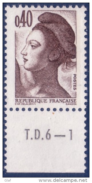 Liberté De Gandon : 0,40 Brun Foncé (n°2183) Avec Numéro De Presse TD6-1 - 1982-1990 Liberté De Gandon