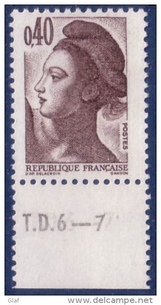 Liberté De Gandon : 0,40 Brun Foncé (n°2183) Avec Numéro De Presse TD6-7 - 1982-1990 Liberté De Gandon