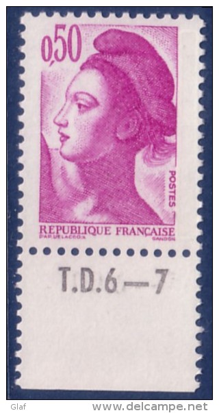 Liberté De Gandon : 0,50 Violet (n°2184) Avec Numéro De Presse TD6-7 - 1982-1990 Liberté De Gandon