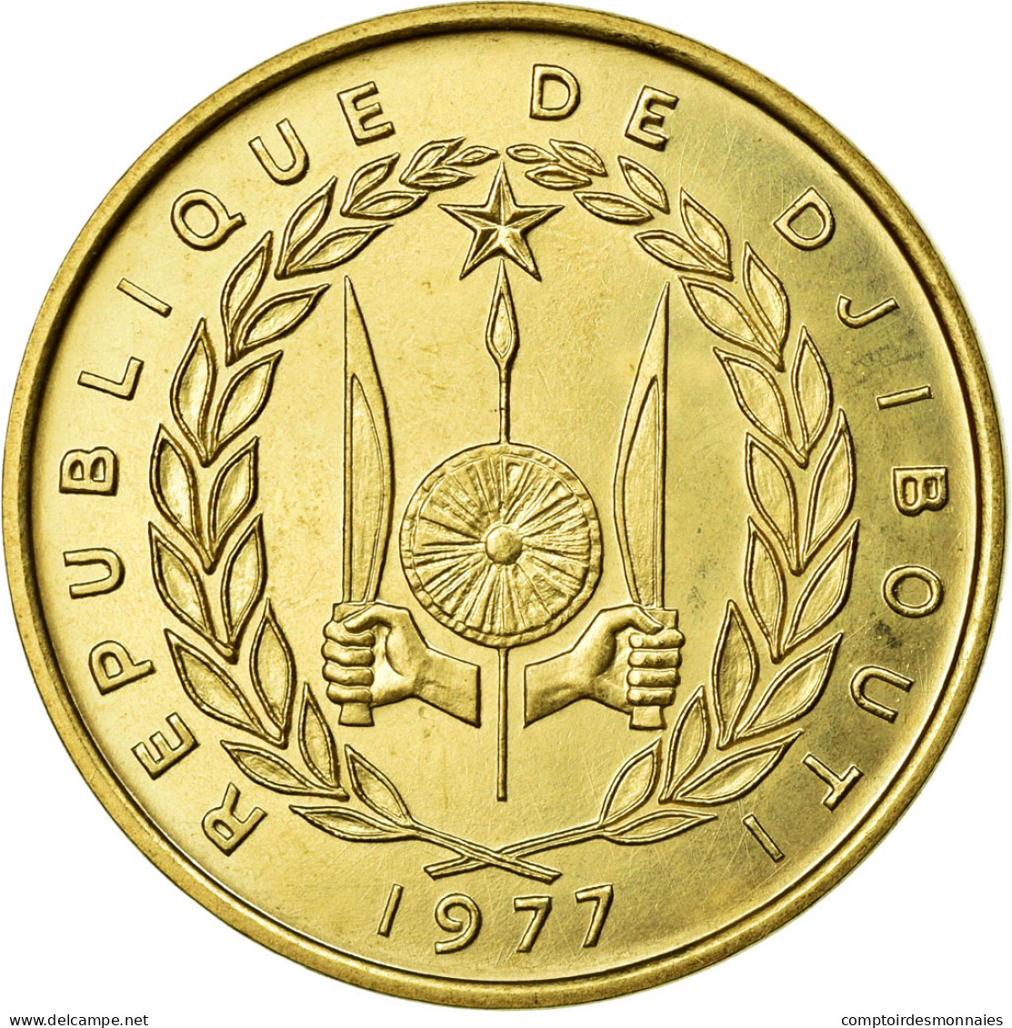 Monnaie, Djibouti, 20 Francs, 1977, FDC, Aluminium-Bronze, KM:E5 - Djibouti