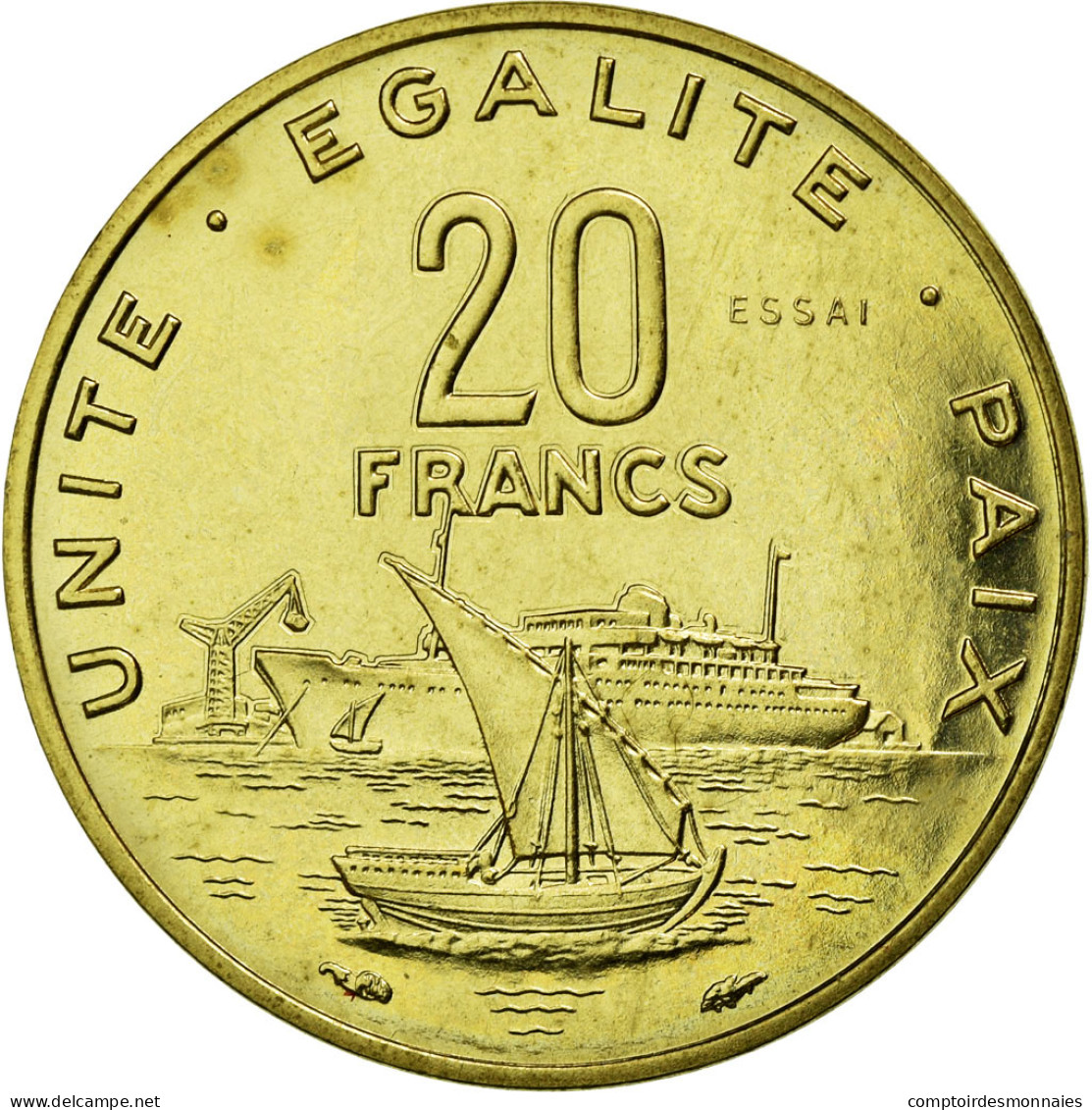 Monnaie, Djibouti, 20 Francs, 1977, FDC, Aluminium-Bronze, KM:E5 - Dschibuti