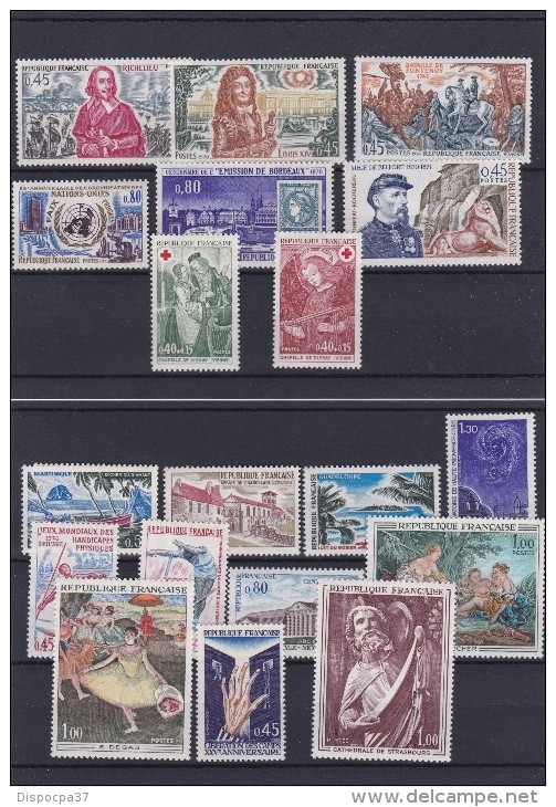FRANCE ANNEE COMPLETE 1970   NEUFS  XX    - 42 TIMBRES TTBE     2 SCANS - 1970-1979