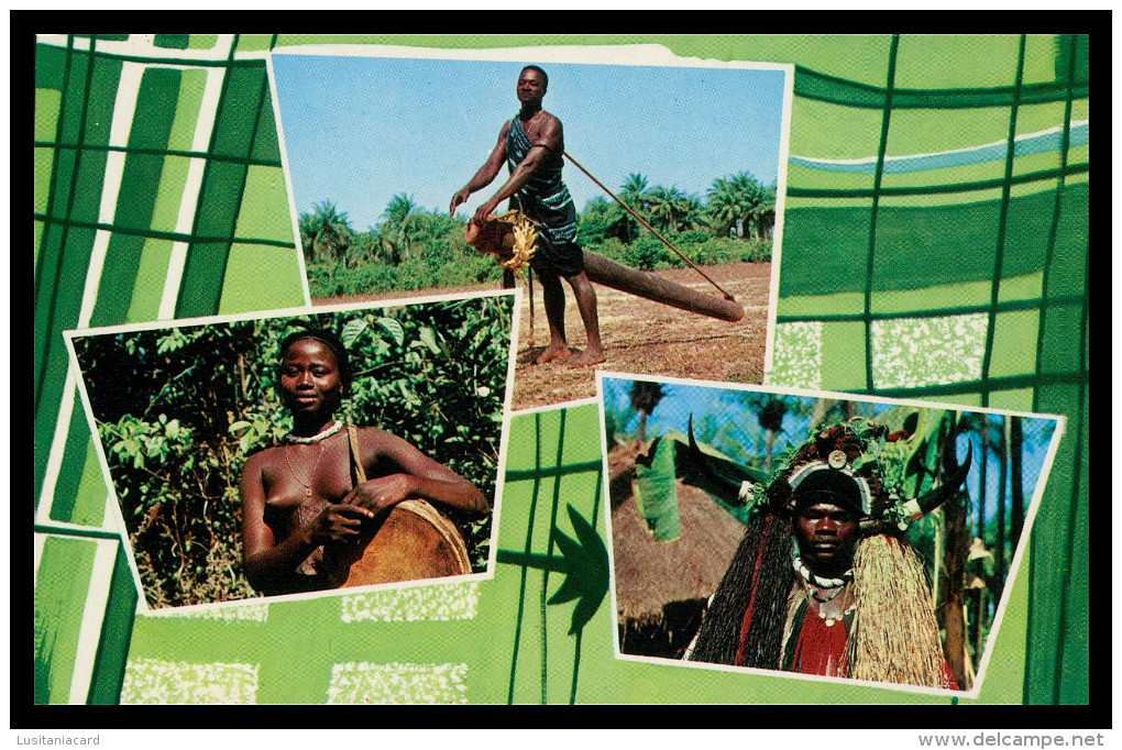 GUINÉ-BISSAU - COSTUMES -Característico Dos Bijagós - Homem Tocador(Ed. Foto Serra Nº 149) Carte Postale - Guinea-Bissau