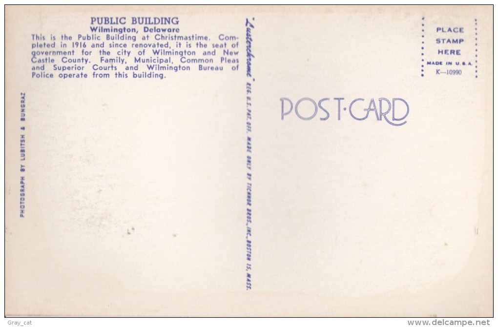 USA, Public Building, Wilmington, Delaware, Unused Postcard [16547] - Wilmington