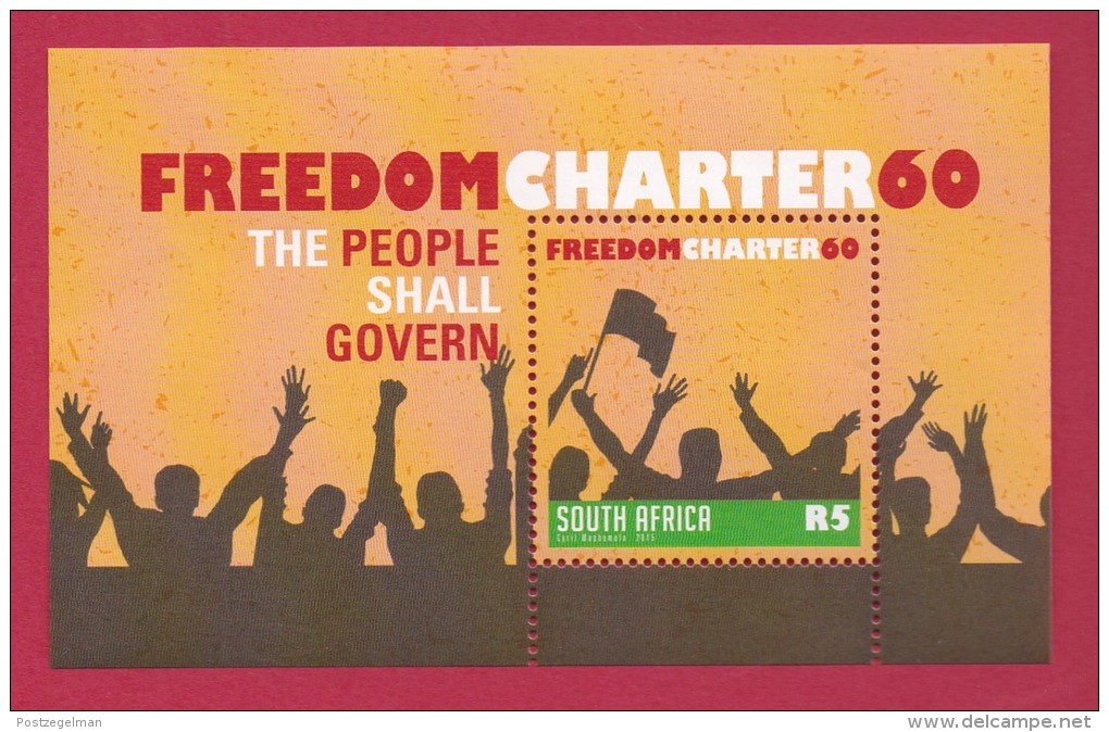 SOUTH AFRICA, 2015, Mint Never Hinged Block , Miniature  Sheet, Freedom Charter 60,   #9050 - Nuevos