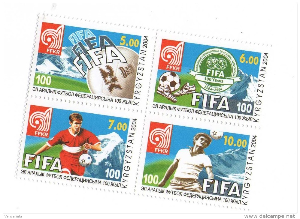 Kyrgyzstan 2004  - 100 Yers Of FIFA, Set Opf 4 Stamps,  MNH - Neufs