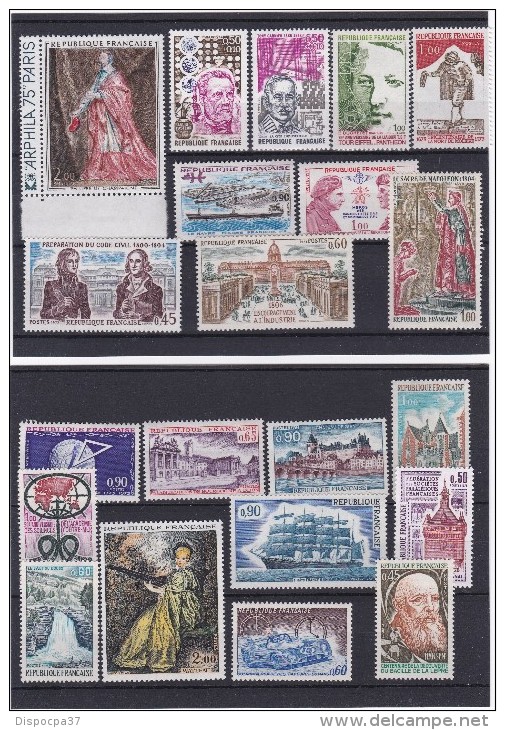 FRANCE ANNEE COMPLETE 1973   NEUFS  XX    - 46 TIMBRES TTBE     3 SCANS - 1970-1979