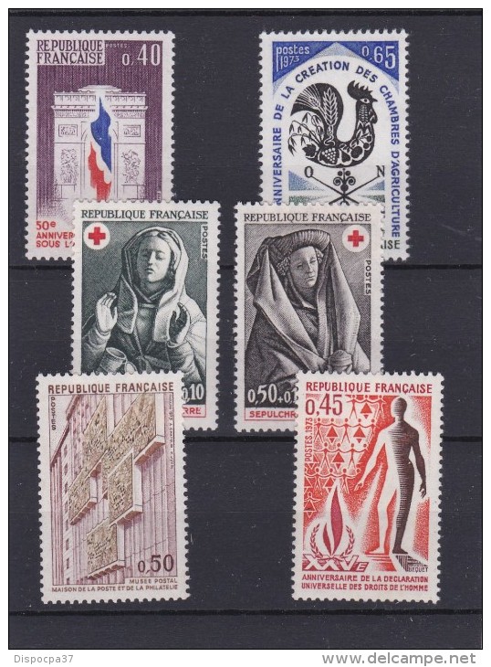 FRANCE ANNEE COMPLETE 1973   NEUFS  XX    - 46 TIMBRES TTBE     3 SCANS - 1970-1979