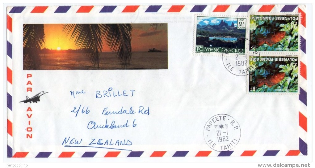 POLYNESIE/FRENCH POLYNESIA - AIR MAIL COVER TO N.ZEALAND 1982/ THEMATIC STAMPS-FISH (PLECTROPOMUS LEOPARDUS) - Storia Postale