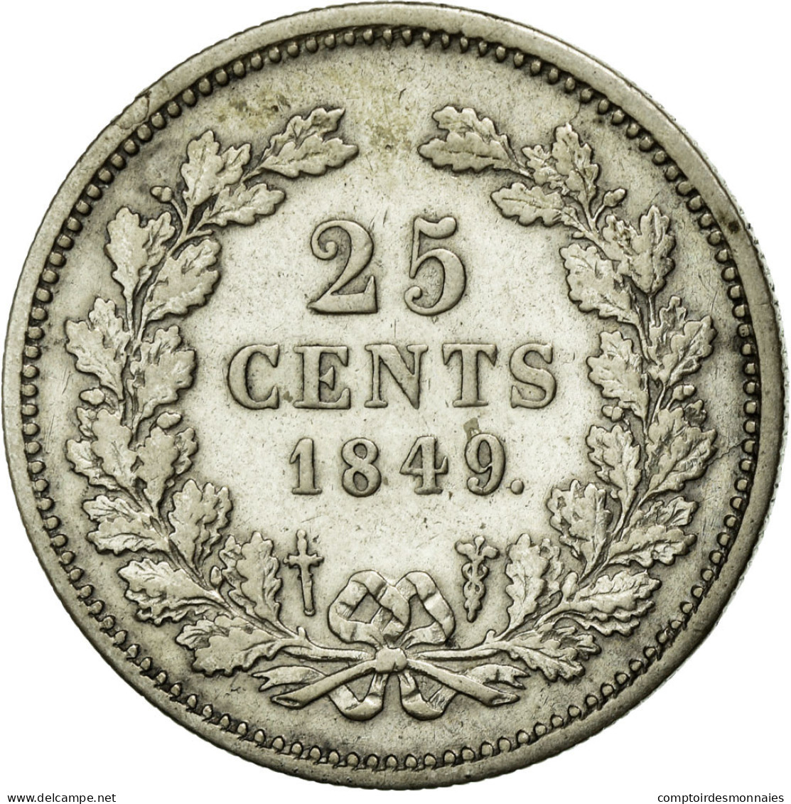 Monnaie, Pays-Bas, William II, 25 Cents, 1849, TTB, Argent, KM:76 - 1840-1849: Willem II