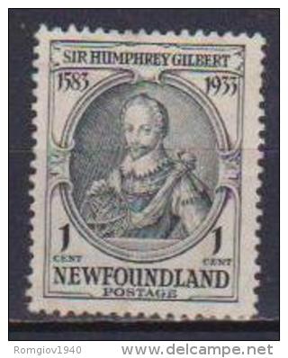 COLONIE INGLESI NEWFOUNDLAND 1933  HUMPHREY GILBERT YVERT 187 USATO VF - Altri & Non Classificati