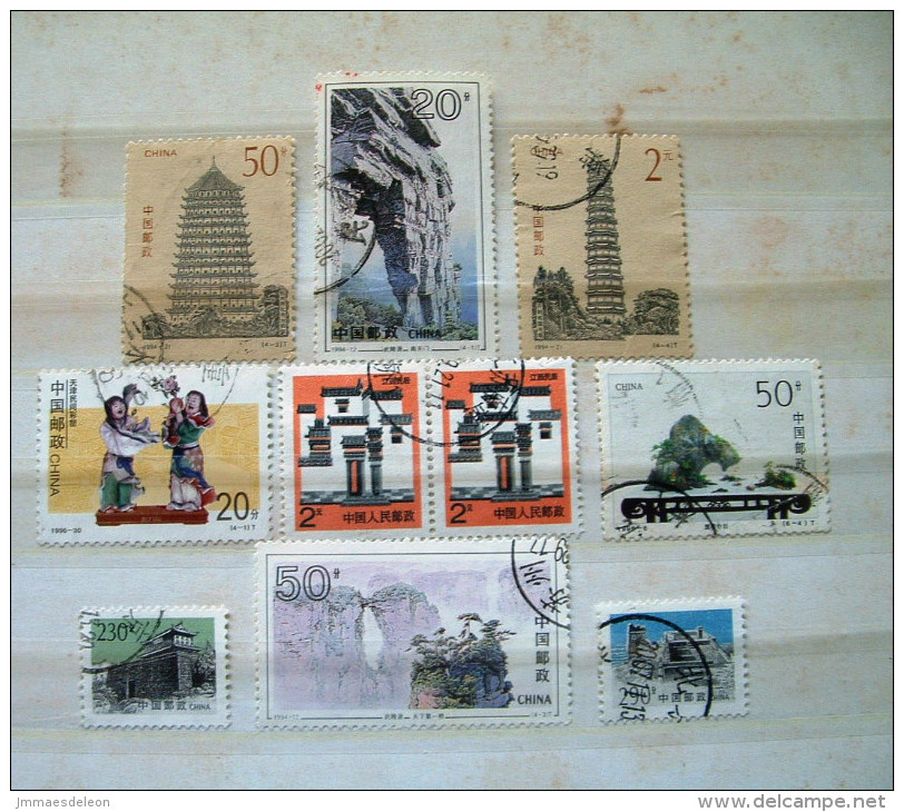 China 1988 - 1996 House Paintings Mountains Towers Temple Children Big Wall - Usados