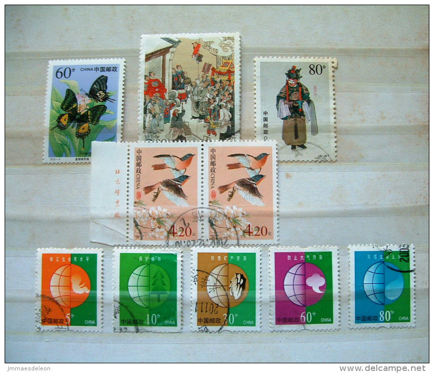 China 2000 - 2002 Birds Butterfly Costume Planet - Used Stamps