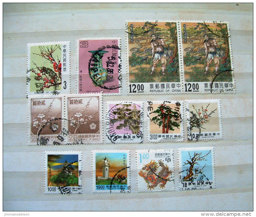 Taiwan 1979 - 1994 Flags Flowers Tree Branches Painting Lighthouse Ceramic - Oblitérés