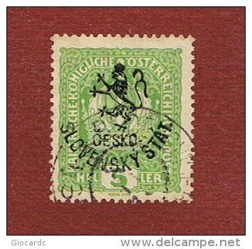 CECOSLOVACCHIA (CZECHOSLOVAKIA) -  1918 AUSTRIA STAMP OVERPRINTED CESKO SLOVENSKY STAT  - USED ° - Nuovi