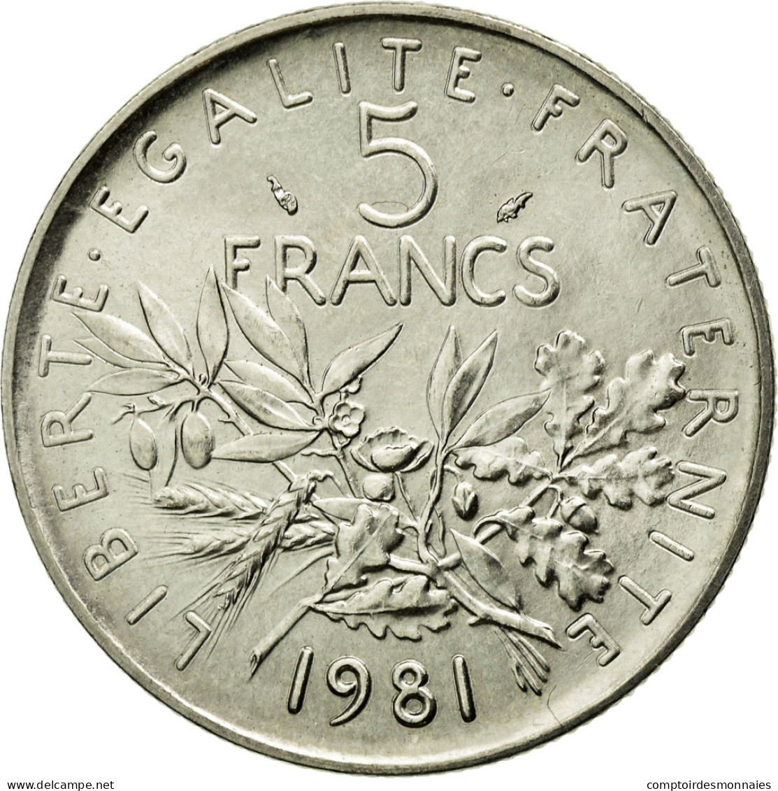 Monnaie, France, Semeuse, 5 Francs, 1981, FDC, Nickel Clad Copper-Nickel - J. 5 Francs