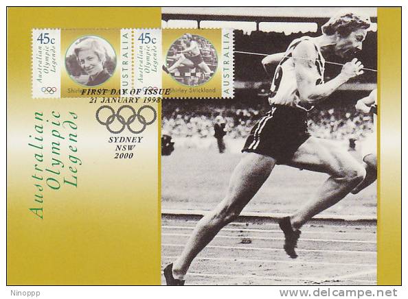 Australia-1998 Olympic Legends Shirley Strickland  Gold Medal 1956 Melbourne Games    Maximum Card - Maximum Cards