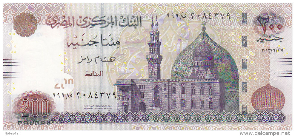 EGYPT 200 POUNDS EGP 2013  P-69b SIG/ RAMEZ #22 PREFIX 999 UNC */* - Egypte