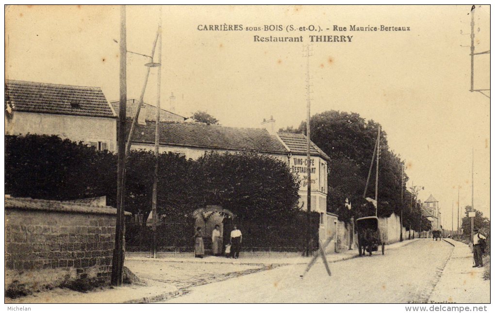 CPSA    78   CARRIERES-SOUS-BOIS---RUE MAURICE BERTEAUX---RESTAURANT THIERRY. - Otros & Sin Clasificación