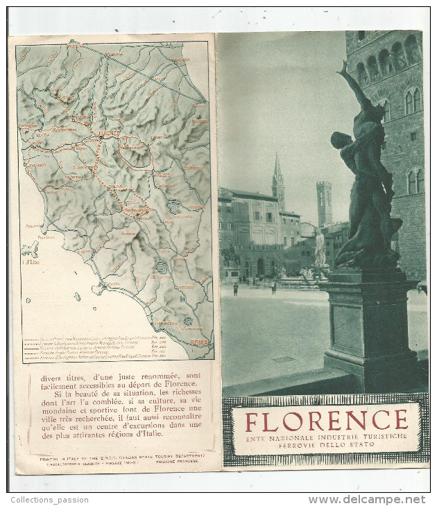 Dépliant Touristique , FLORENCE  , Ente Nazionale Industrie Turistiche , Ferrovie Dello Stato , 1934 , Plan , 2 Scans - Dépliants Turistici