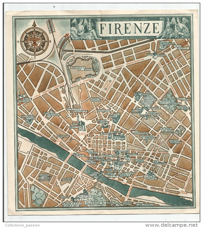 Dépliant Touristique , FLORENCE  , Ente Nazionale Industrie Turistiche , Ferrovie Dello Stato , 1934 , Plan , 2 Scans - Dépliants Turistici