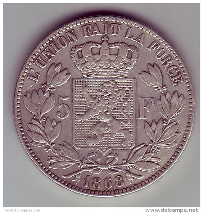 - BELGIQUE - 5 Francs Léopold II 1868 - - 5 Frank
