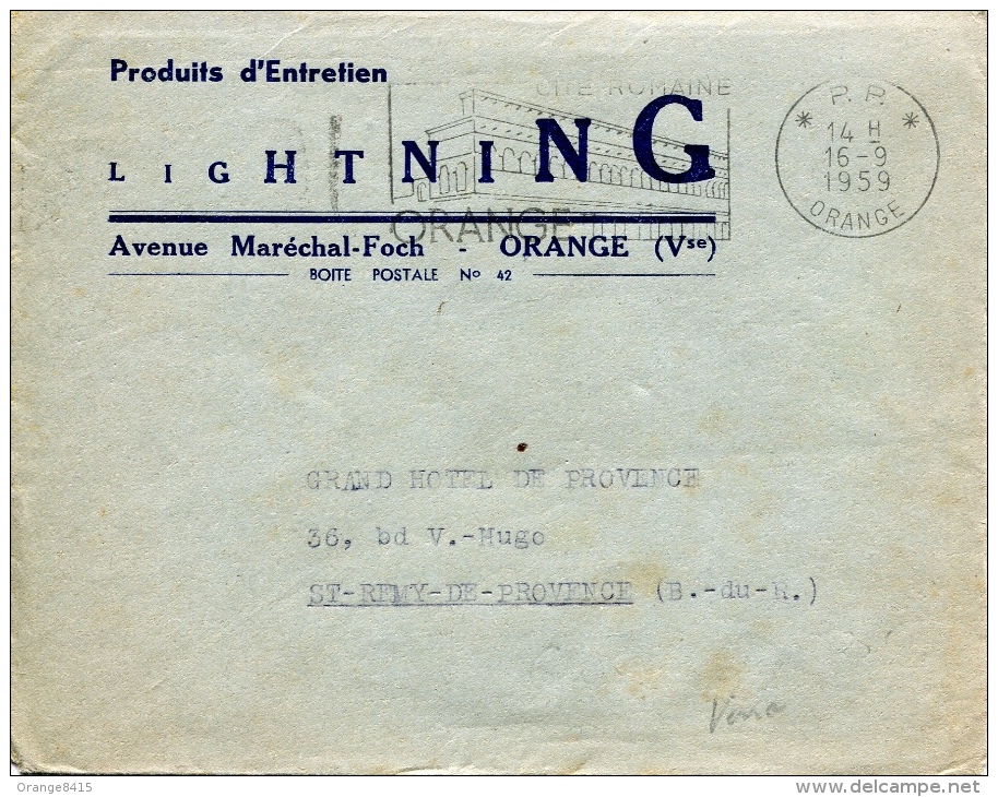 Vaucluse, Orange PP Du 16-9-1959 Avec Très Belle Publicité Devant Et Au Dos - 1877-1920: Période Semi Moderne
