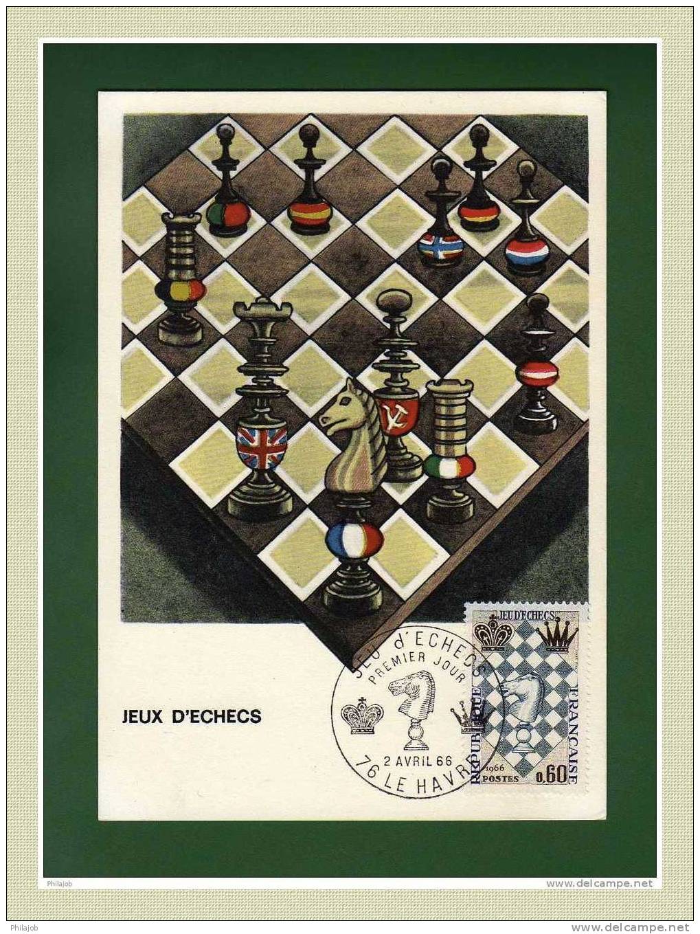 CM 1966  " Festival International D'échecs Au Havre " Avec Le N° YT 1480 - Ajedrez