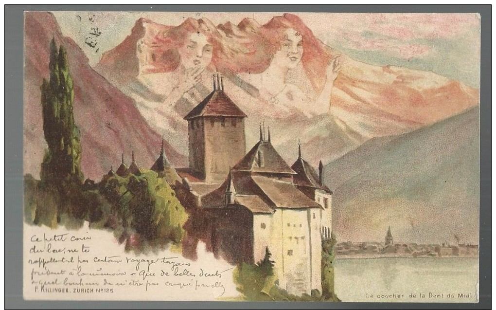 CPA - KILLINGER - SURREALISME - MONTAGNE AUX VISAGES - LE COUCHER DE LA DENT DU MIDI - N°125 - Otros & Sin Clasificación