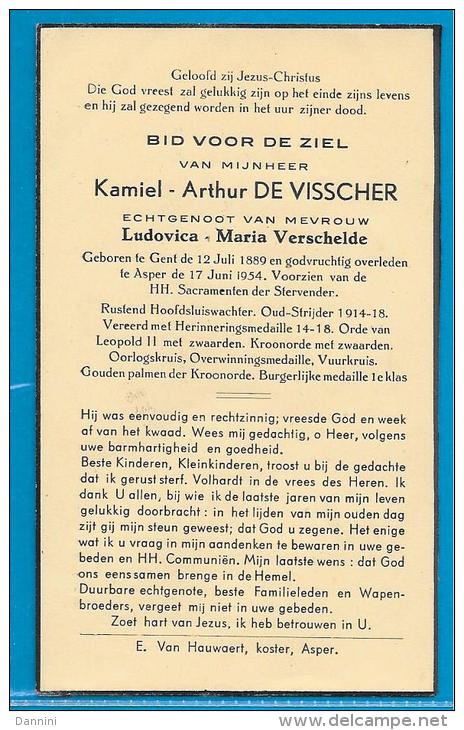 Bidprentje Van Kamiel-Arthur De Visscher - Gent - Asper - 1889 - 1954 - Santini