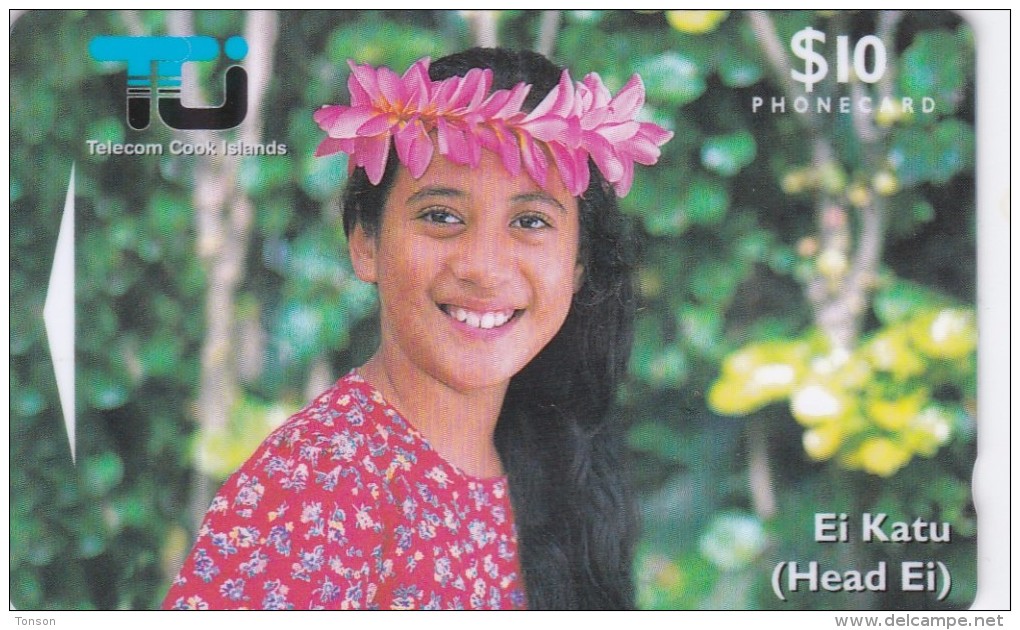 Cook Islands, COK3, $10, Ei Katu- Tipani, Woman Mint, 2 Scans. - Cookeilanden