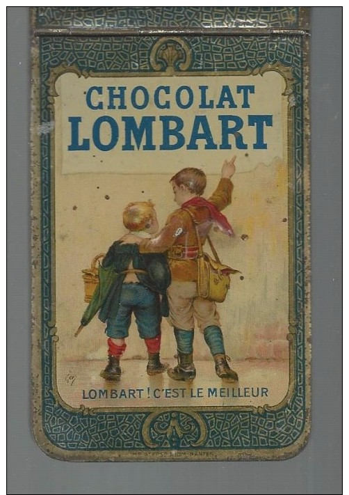 CARNET PUBLICITAIRE - METAL - CHOCOLAT LOMBART - CARNET COMPLET - TBE - Chocolate