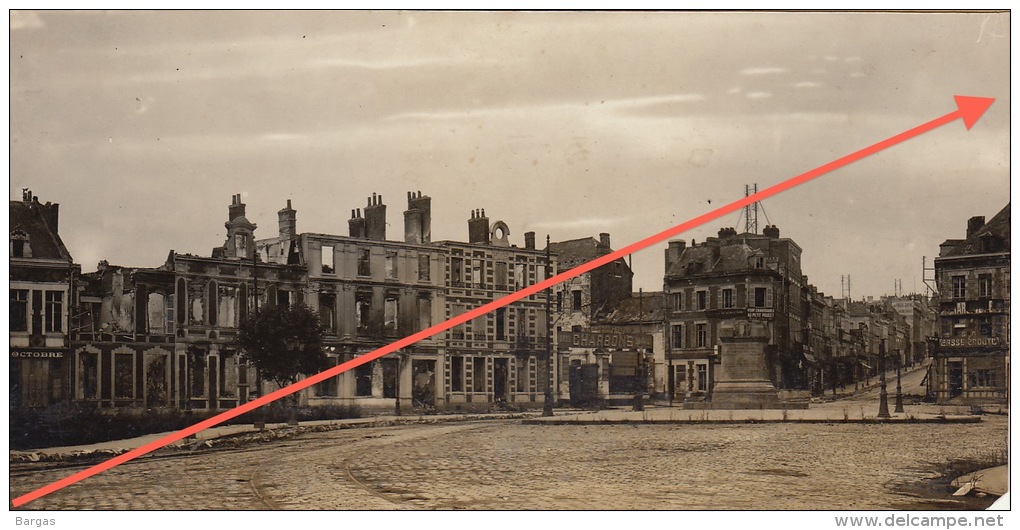 Belle Photo Guerre 14-18 Saint Quentin Aisne Ruines Oktober Platz Place D´octobre - War, Military